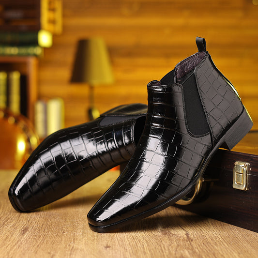Men's Croc-Embossed Chelsea Boots – Pointed Toe