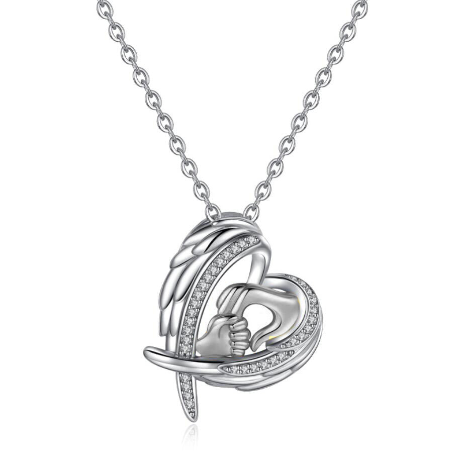 Holding Hands Heart Pendant – Mama Keepsake Necklace – view 2