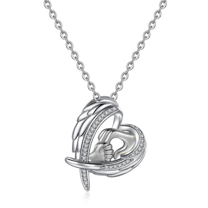 Holding Hands Heart Pendant – Mama Keepsake Necklace – view 2