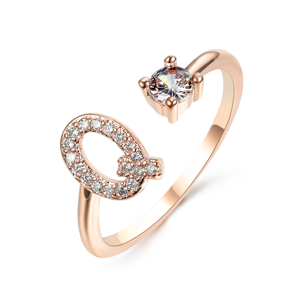 Adjustable initial ring – Rose Gold / Q