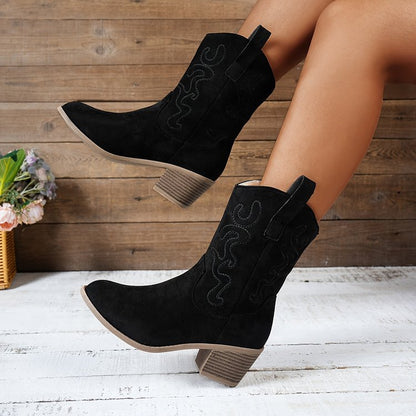 Pointed-Toe Western Boots – Faux Suede, 6 Colors – view 3