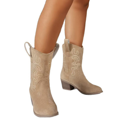 Pointed-Toe Western Boots – Faux Suede, 6 Colors – view 2