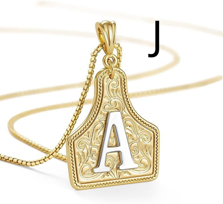 Cattle Tag Initial Necklace – Gold-Tone or Silver-Tone, A–Z – view 3