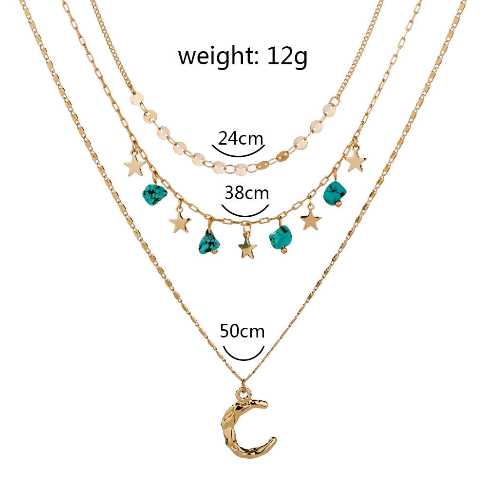 Layered Moon and Star Necklace – view 3