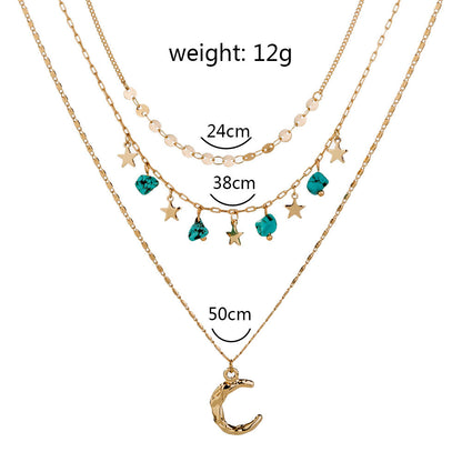 Layered Moon and Star Necklace – view 3
