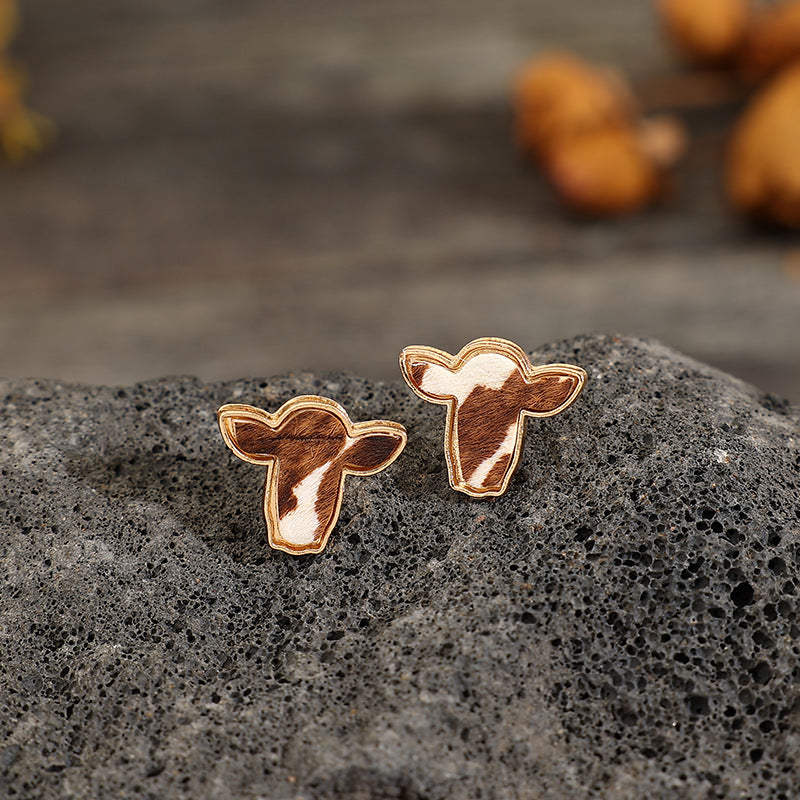 Cow head earrings: Cow Head Stud Earrings