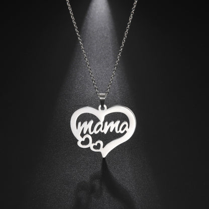 Hollow Heart Mama Necklace – Script Pendant – view 9