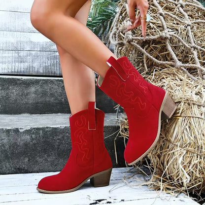 Pointed-Toe Western Boots – Faux Suede, 6 Colors – view 8