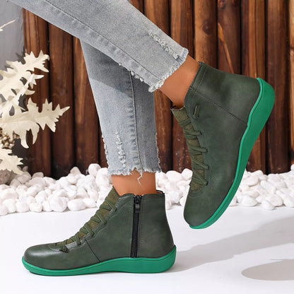 Faux Leather Ankle Boots – Lace-Up — view 19