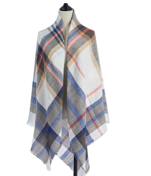 Plaid Square Blanket Scarf – 55 × 55 in – B8