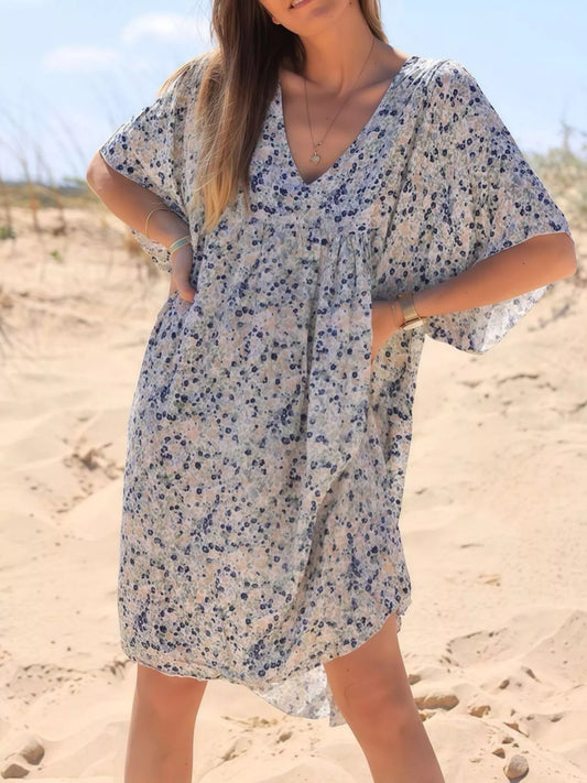 Plus size floral V-neck loose dress — view 1 | Organic Truth