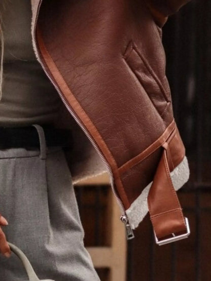 Faux Shearling-Lined Zip-Up Jacket — view 2