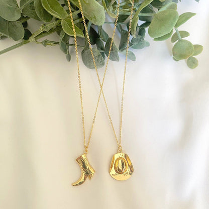 Cowboy boot and hat necklace set: Cowboy Boot and Hat Necklace Set of 2