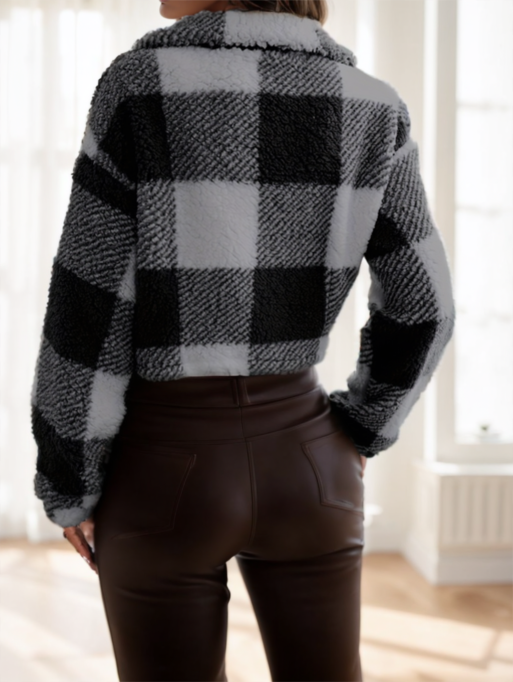 Plaid Sherpa Jacket – Women's Teddy Shacket, Up to 3XL – view 6