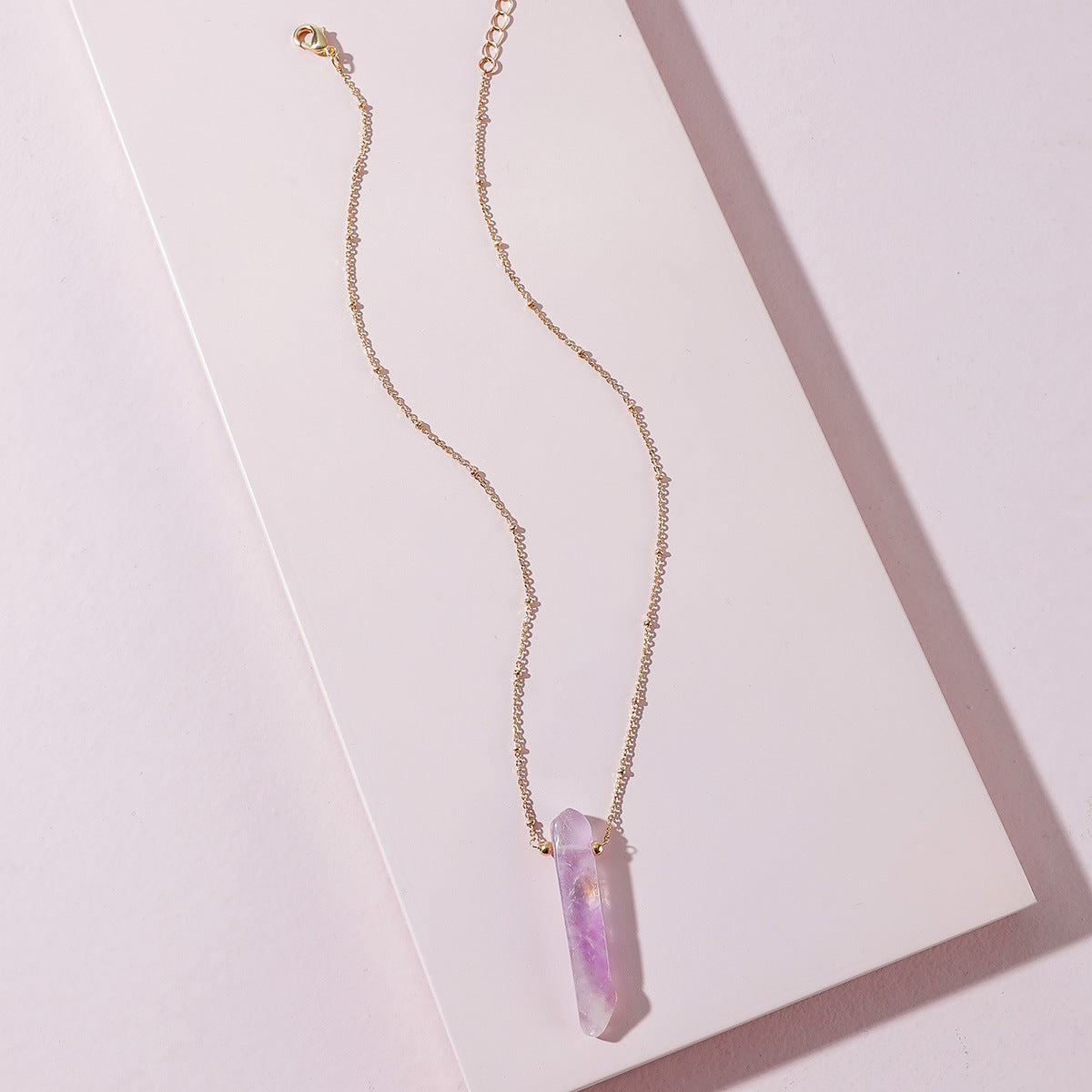 Purple Soft-Glow Pendant – Copper-Tone Chain — product photo 2 | Organic Truth