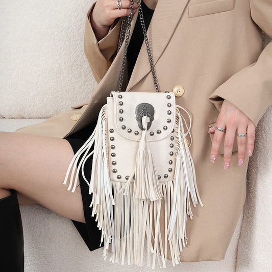 Studded Fringe Crossbody Bag