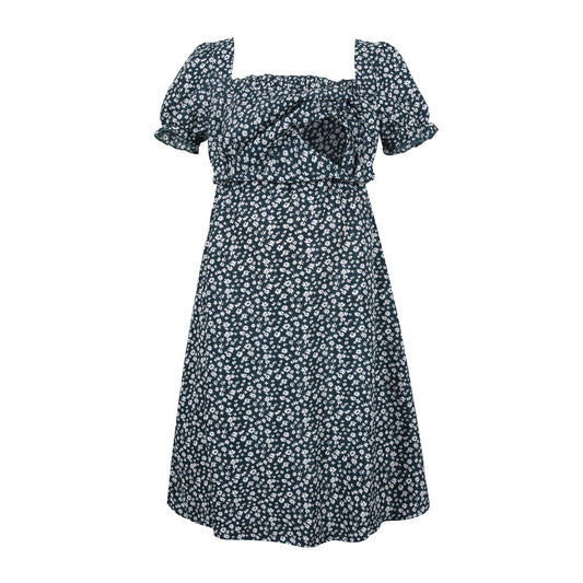 Daisy Print Nursing Dress – Square-Neck Short-Sleeve Maternity Dress – view 2