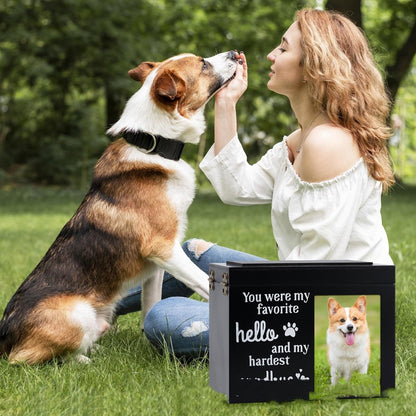 Pet memorial box: Pet Memorial Box with Photo Frame and Lock