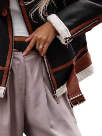Faux Shearling-Lined Zip-Up Jacket — view 6