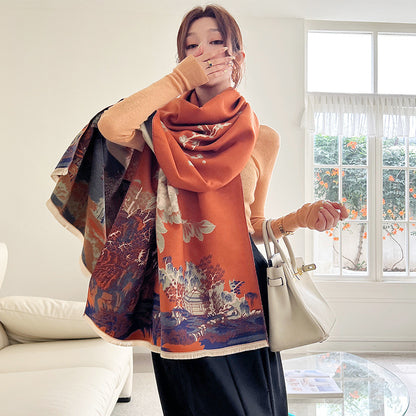 Vintage Oil-Painting Print Scarf – 26 × 75 in – view 4