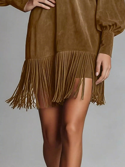 Fringed Lantern Sleeve Dress — view 7