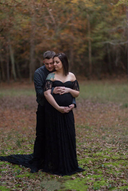 Off-Shoulder Lace Maternity Gown – Trailing Photoshoot Dress – view 7