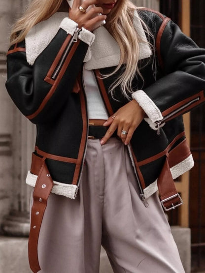 Faux Shearling-Lined Zip-Up Jacket — view 4