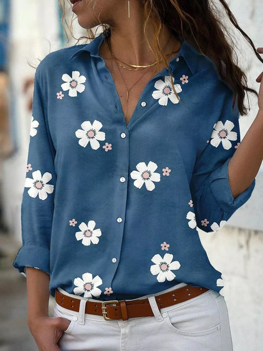 Floral Button-Down Casual Shirt – Plus Size