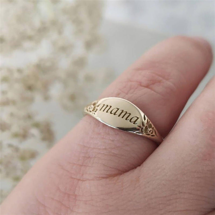 Engraved Mama Flower Ring – Mama Gift