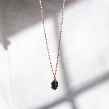 Polished Black Quartz Pendant Necklace-2