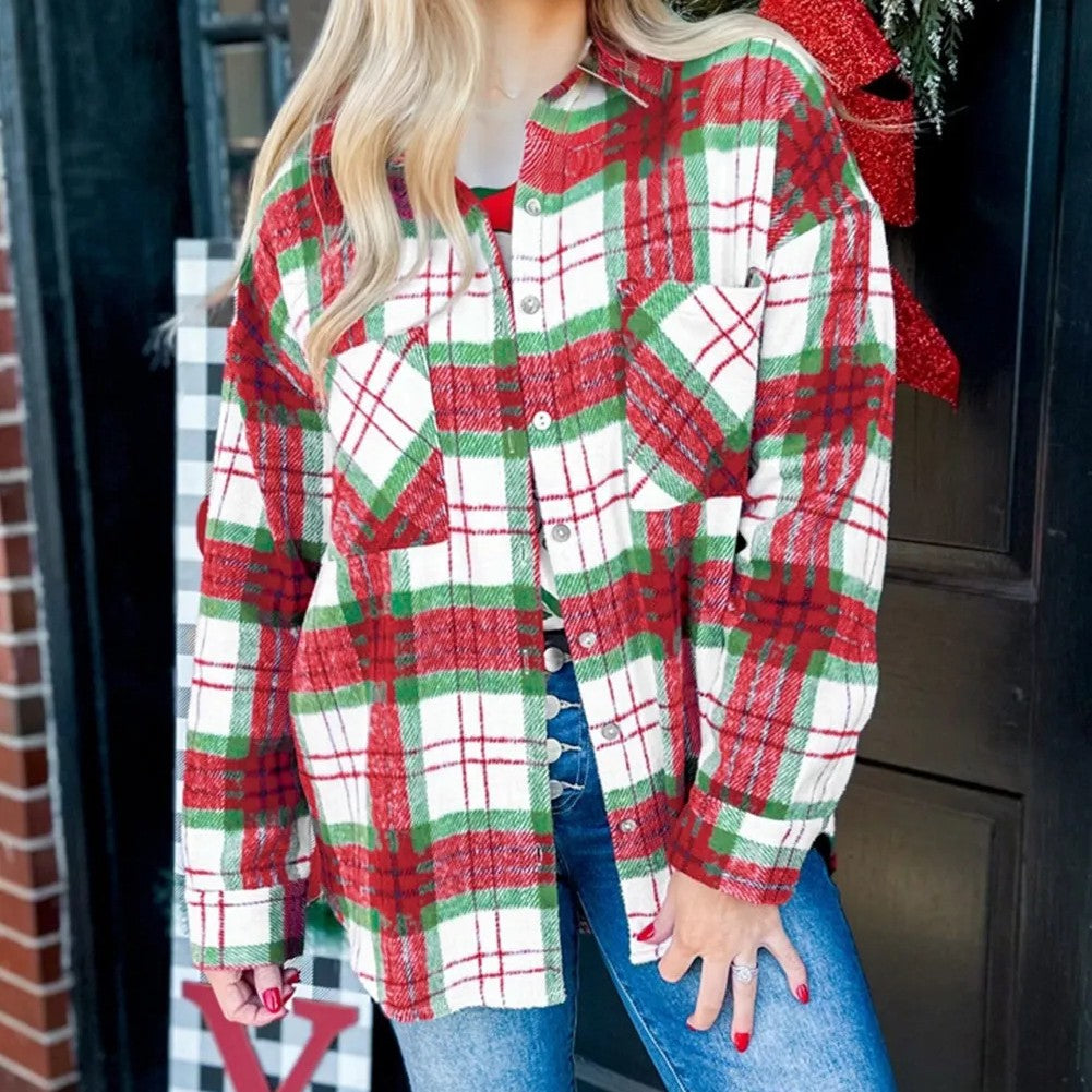 Christmas Plaid Shacket – Women's Western Flannel, Red