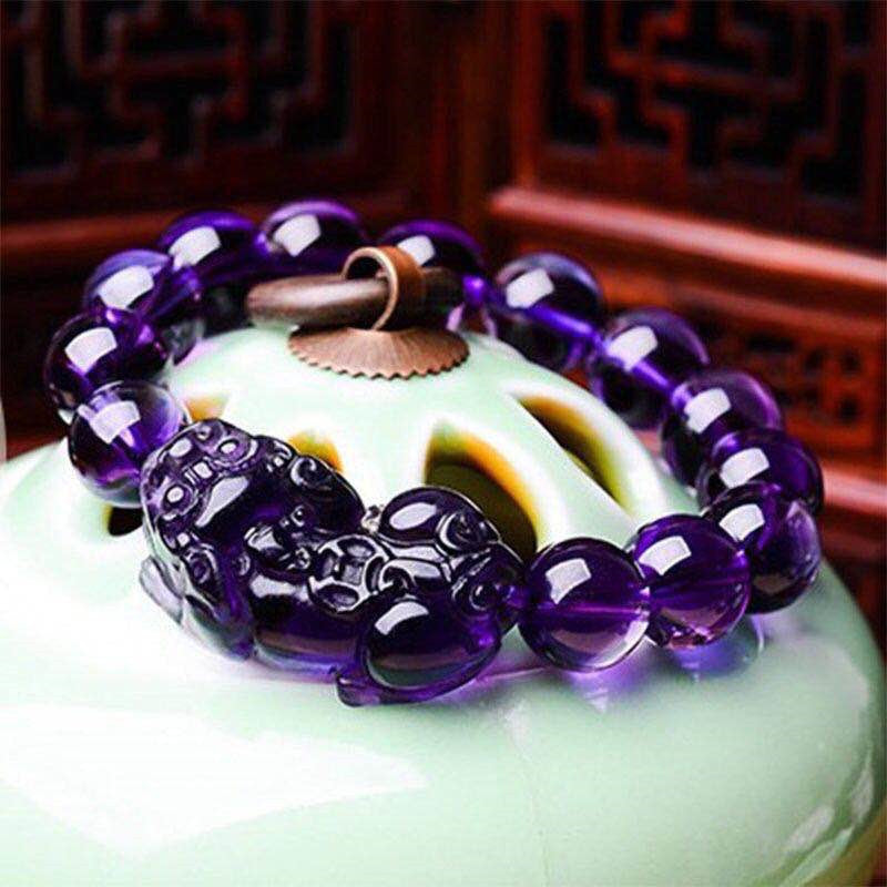 Violet Glass Pixiu Bead Bracelet – Festival Stack — product photo 6 | Organic Truth