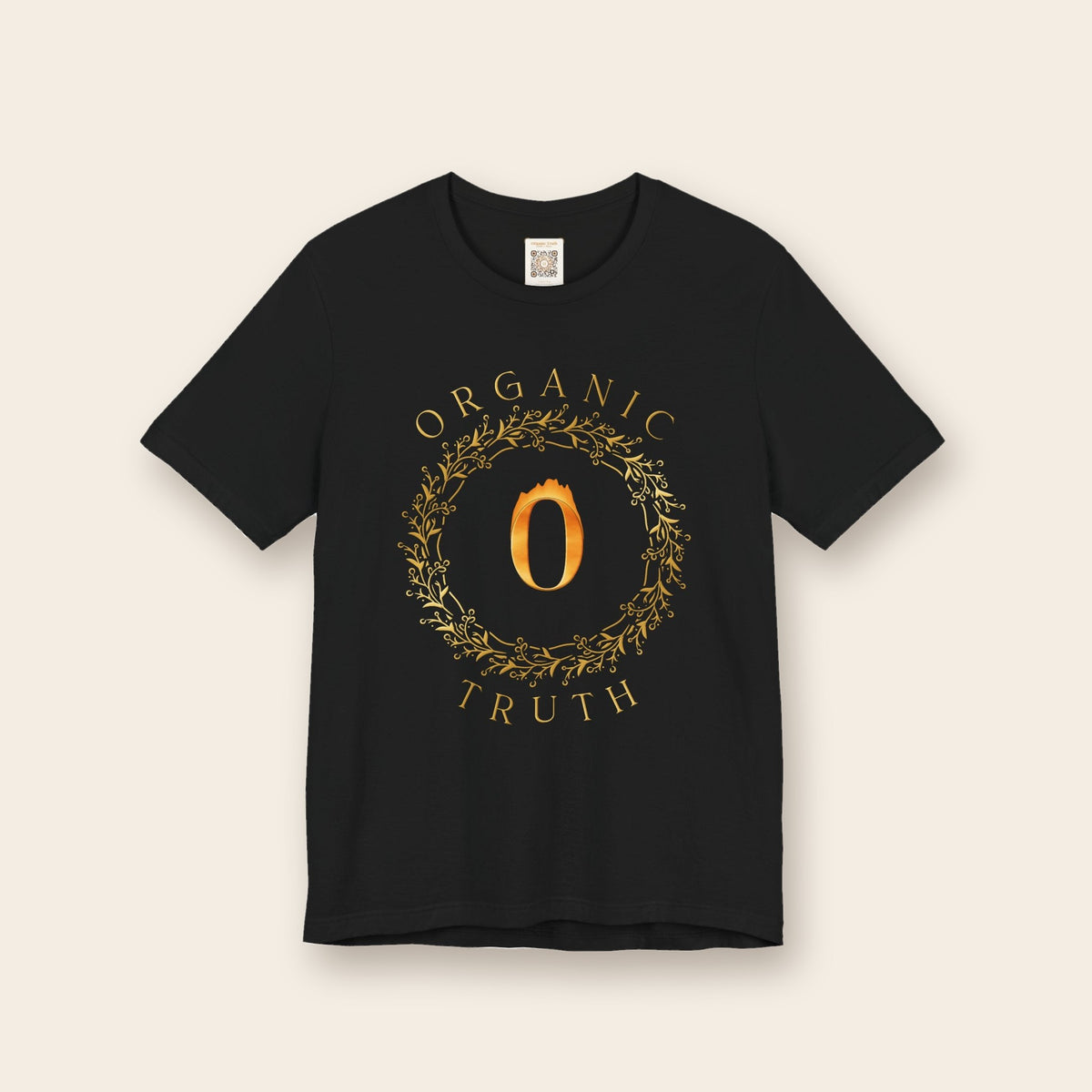 Gold Fire Logo cotton tee in black, front