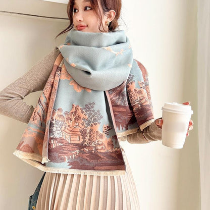 Vintage Oil-Painting Print Scarf – 26 × 75 in – view 2