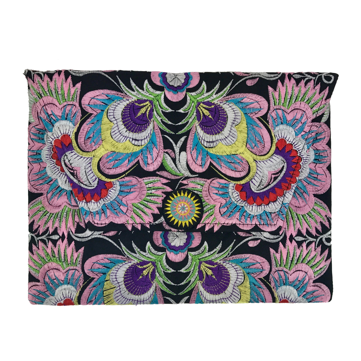 Organic Truth | Embroidered Flower Clutch-0